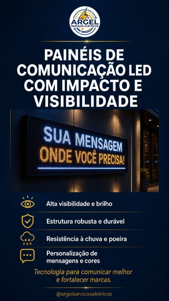 Painel LED externo com mensagem personalizável em fachada