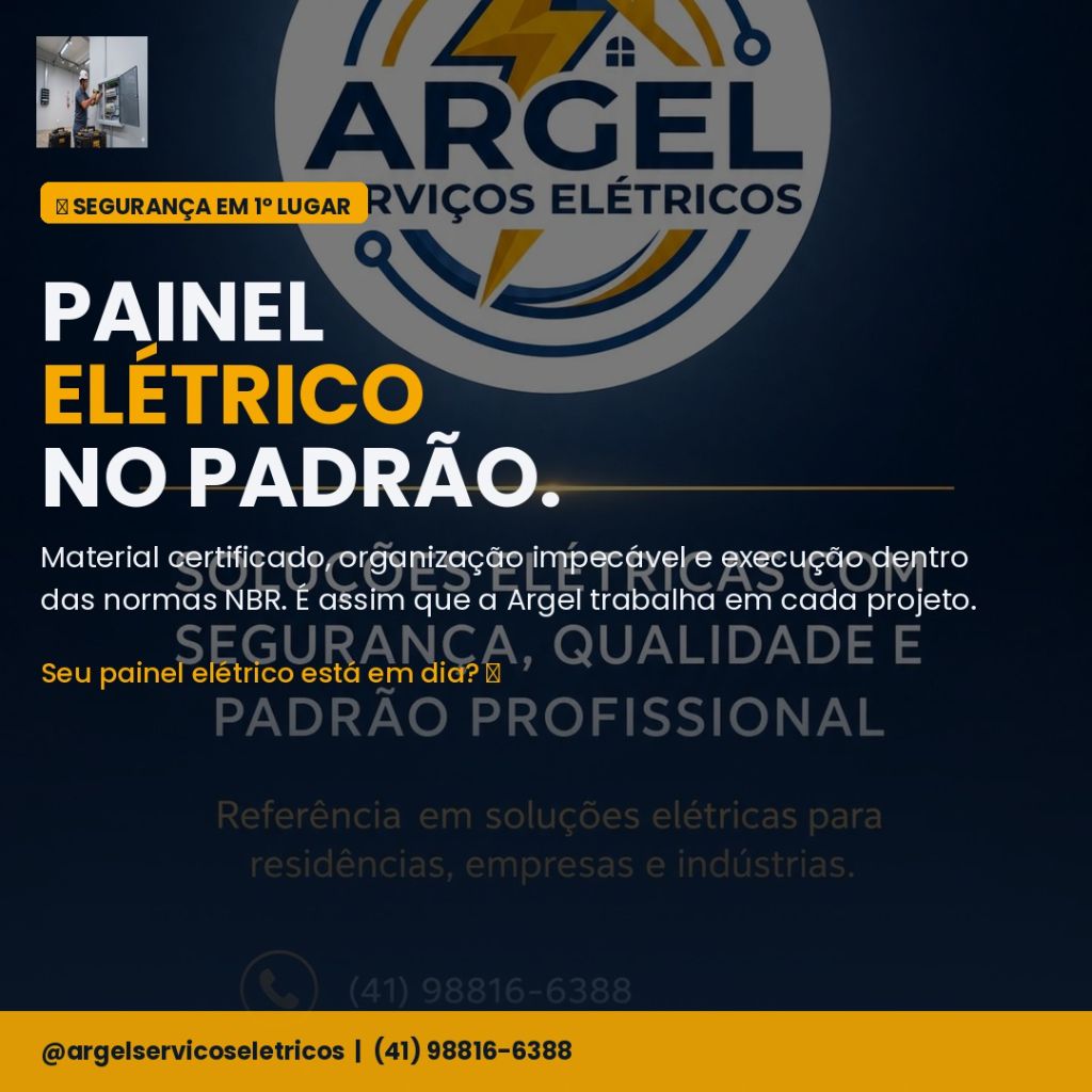 Painel elétrico instalado no padrão NBR pela Argel